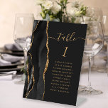 Expositor En L Código de tabla de Boda oscuro del guión de la aga<br><div class="desc">El borde izquierdo de este elegante y moderno pedestal de números de mesa boda cuenta con un borde de barra de acuarela negra recortado con falso purpurina de oro. La palabra "tabla" aparece en un caprichoso guión de color dorado sobre un fondo negro de pizarra. Agregue los nombres de los...</div>