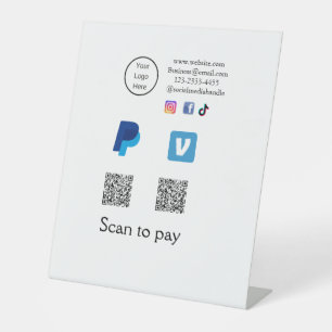 Expositor En L Código Q R barrido PayPal venmo pay add social med