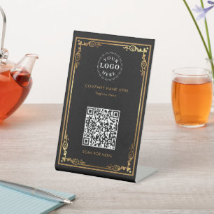 Expositor En L Código QR adjunto Rótulo Pedestal personalizado