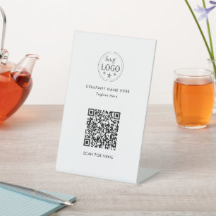 Expositor En L Código QR adjunto Rótulo Pedestal personalizado