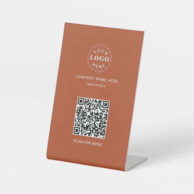 Expositor En L Código QR adjunto Terracota personalizada (Anverso)
