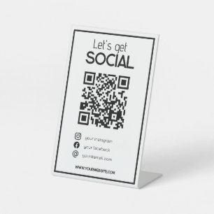 Expositor En L código QR blanco mínimo escanear los medios social