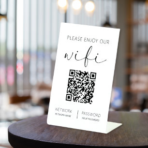 Expositor En L Código QR Blanco Por Favor Disfruta De Nuestro Wif