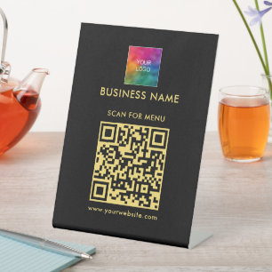 Expositor En L Código QR Cargue Su Logo Aquí Escanear Para El Men