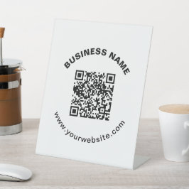 Expositor En L Código QR con nombre de empresa en negrita y texto