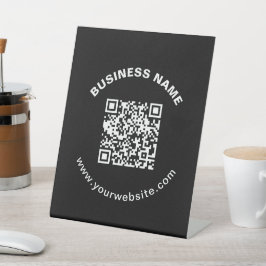 Expositor En L Código QR con nombre de empresa en negrita y texto