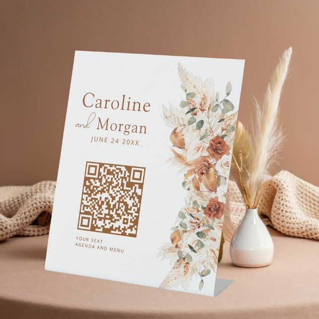 Expositor En L Código QR de Asientos de Boda con Letra Minimalist (Subido por el creador)