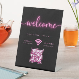 Expositor En L Código QR de bienvenida WIFI de bienvenida rosa pa