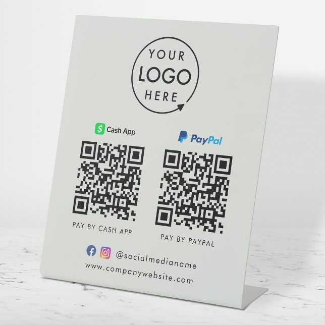 Expositor En L Código QR de CashApp Paypal | Gris de pago electró (Versatile digital payment tabletop signs for sales, retail stores, salons, pop-ups, events & more!)
