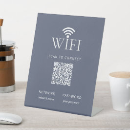 Expositor En L Código QR de contraseña de red WiFi azul polvorien