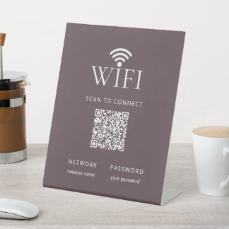 Expositor En L Código QR de contraseña de red WiFi marrón púrpura