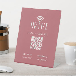 Expositor En L Código QR de contraseña WiFi minimalista Rosa Polv