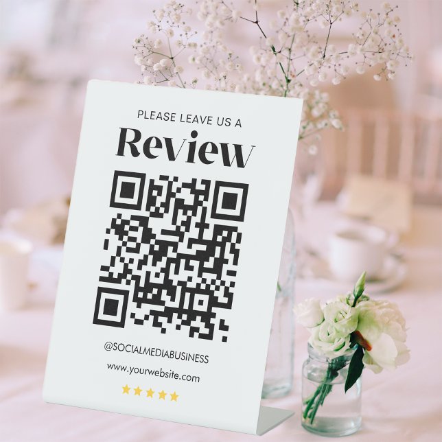 Expositor En L Código QR de Dejar una Reseña Personalizado Redes  (Front)