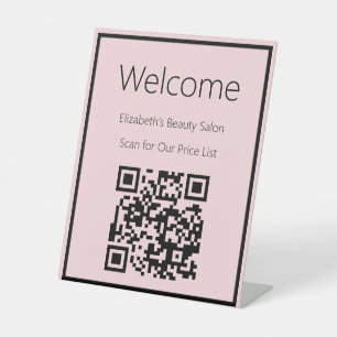 Expositor En L Código QR de exploración rosa pálida de bienvenida