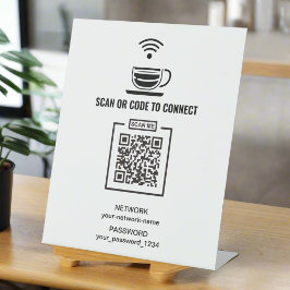 Expositor En L Código QR de la red de contraseña en blanco y negr