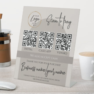 Expositor En L Código QR de logotipo personalizado para pagar con