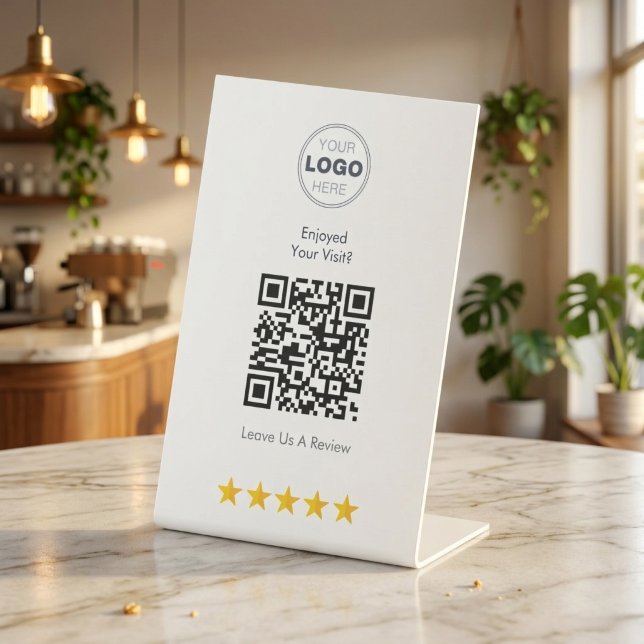 Expositor En L Código QR de logotipo personalizado para reseñas d (5-Star Reviews Made Easy! ⭐ Custom QR Code Table Tents)