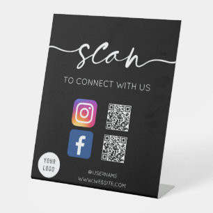 Expositor En L Código QR de medios sociales negro