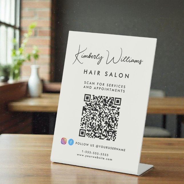 Expositor En L Código QR de monograma de escritura de firma comer (Business Signature Script Monogram QR Code Pedestal Sign)
