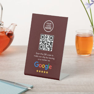 Expositor En L Código QR de negocio Google Revisión del Rótulo Pe