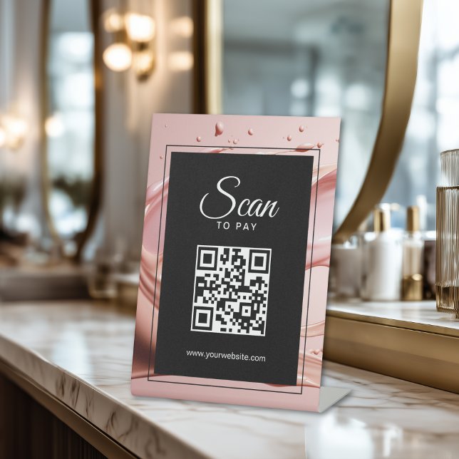 Expositor En L Código QR de negocio para pagar con escaneo (Scan To Pay Business QR Code Pedestal Sign)