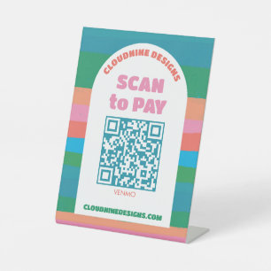 Expositor En L Código QR de pago de exploración de rayas retro de