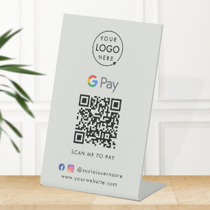 Expositor En L Código QR de pago de Google Gris de pago sin con