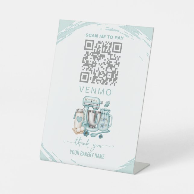 Expositor En L Código QR de pago de panadería Venmo (Anverso)