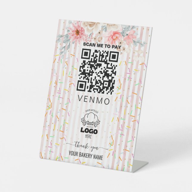 Expositor En L Código QR de pago de Venmo de panadería de Sprinkl (Anverso)
