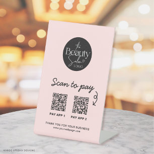 Expositor En L Código QR de Pago Rosa Claro Paga al Escanear