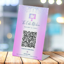 Expositor En L Código QR de Panadería Menú de Escaneo Torta Morad