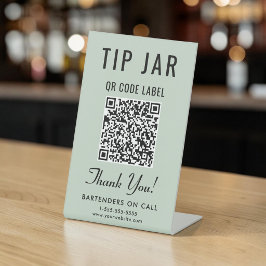 Expositor En L Código QR de propina en verde sage para mesa