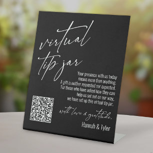 Expositor En L Código QR de propina virtual contemporáneo negro