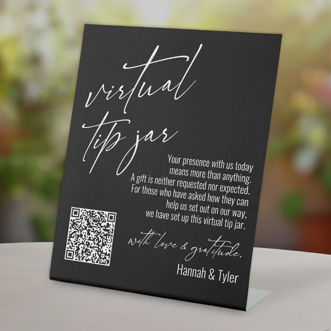 Expositor En L Código QR de propina virtual contemporáneo negro (Subido por el creador)