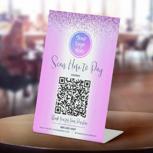 Expositor En L Código QR de Purpurina Personalizado con Logo Esca
