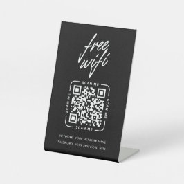 Expositor En L Código QR de red Wifi negro moderno empresarial