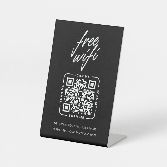 Expositor En L Código QR de red Wifi negro moderno empresarial (Anverso)