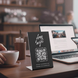 Expositor En L Código QR de red Wifi negro moderno empresarial