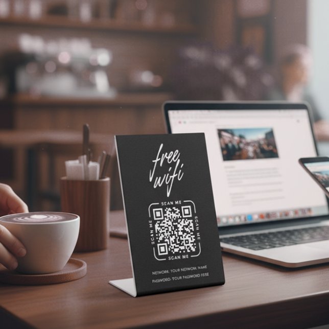 Expositor En L Código QR de red Wifi negro moderno empresarial (Subido por el creador)