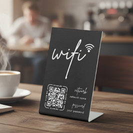 Expositor En L Código QR de Red Wifi Negro Moderno Empresarial