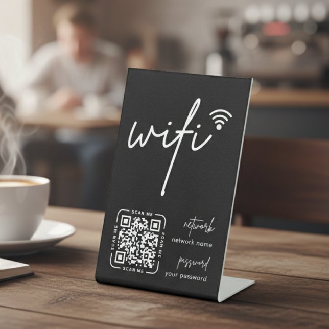 Expositor En L Código QR de Red Wifi Negro Moderno Empresarial (Subido por el creador)