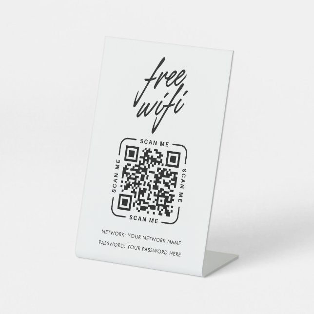 Expositor En L Código QR de red Wifi Negro Moderno Empresarial (Anverso)