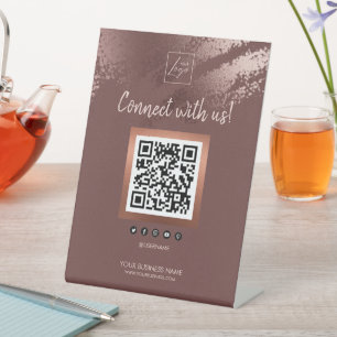 Expositor En L Código QR de Redes Sociales Empresariales de Bronc