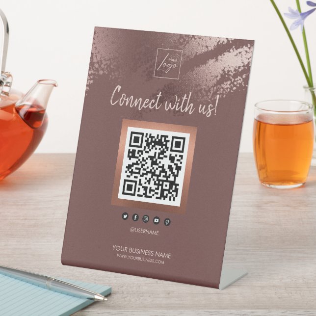 Expositor En L Código QR de Redes Sociales Empresariales de Bronc (In Situ)