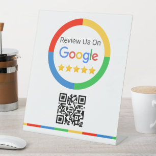 Expositor En L Código QR de reseña de Google 5 estrellas