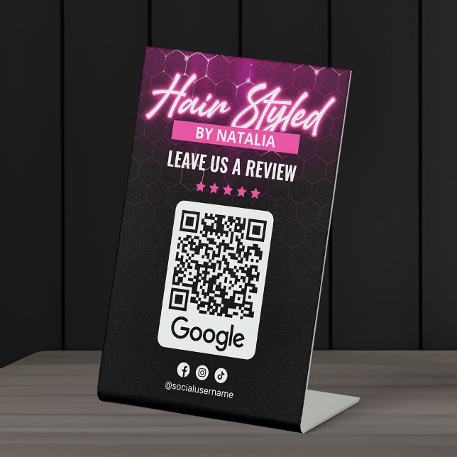 Expositor En L Código QR de reseña de Google de Salón de Belleza  (Subido por el creador)