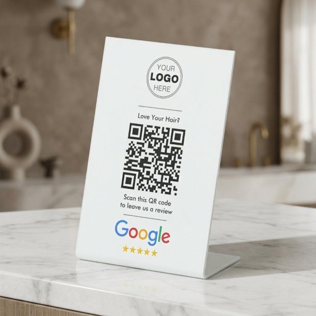 Expositor En L Código QR de reseña de Google para Salón de Cabell (Minimalist Hair Salon Google Review QR Code Sign | Increase Business Reviews)