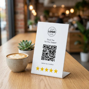 Expositor En L Código QR de reseña minimalista de agradecimiento