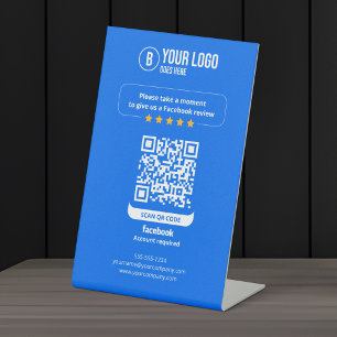 Expositor En L Código QR de reseñas de Facebook Califica mi negoc