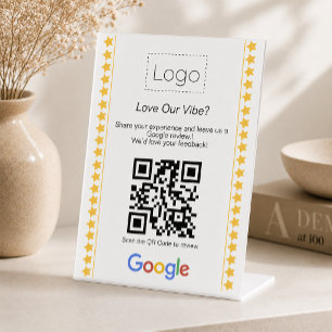 Expositor En L Código QR de reseñas de Google con logotipo modern